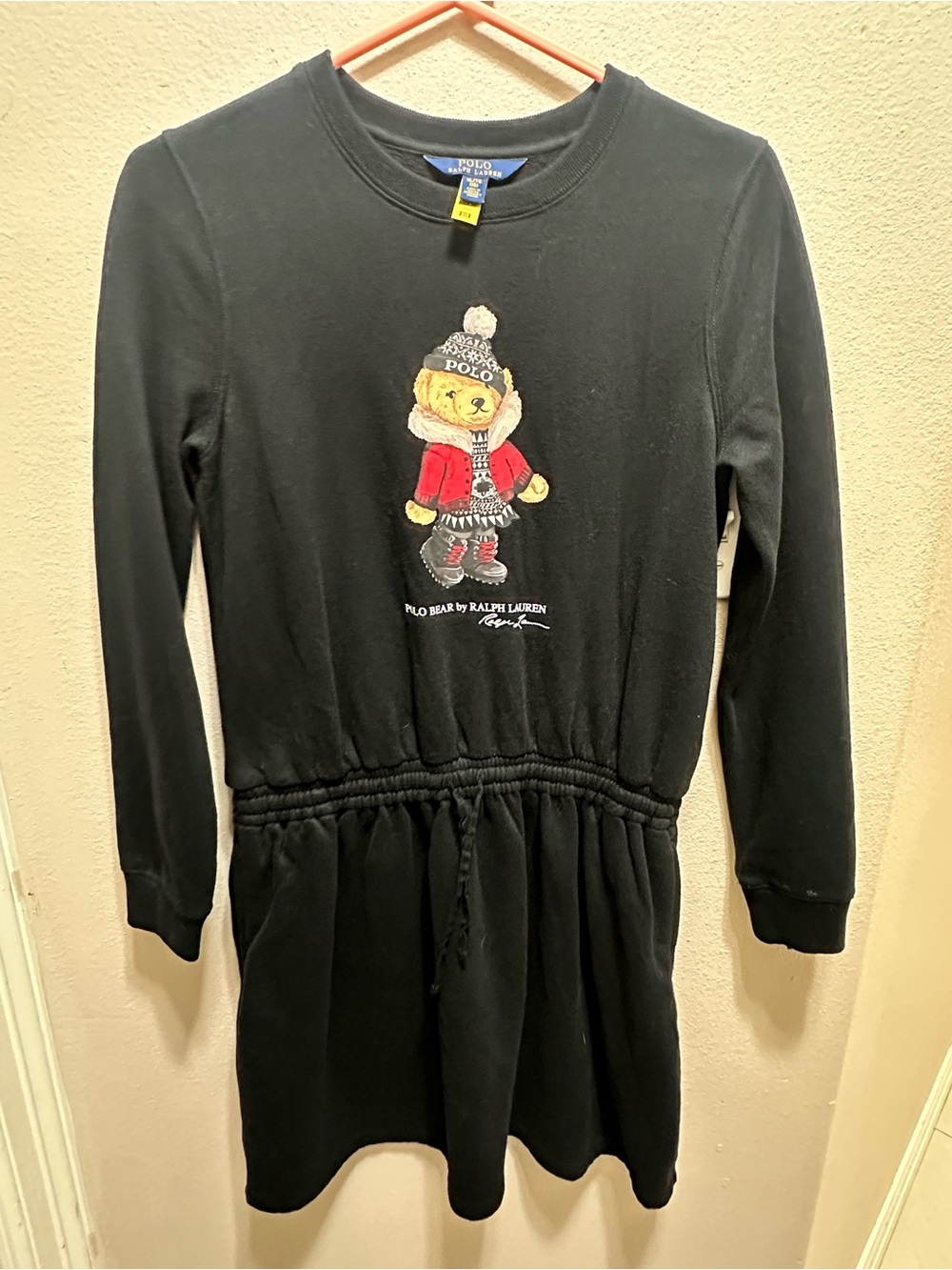 Girls Polo by Ralph Lauren Black Sweatshirt with Teddy bear